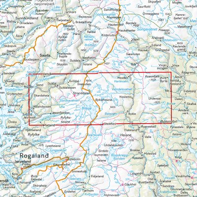 Turkart Suldalsheiane, Bykleheiane & Hovden 1:50 000