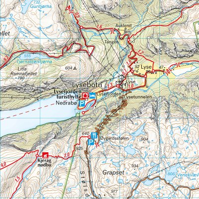 Turkart Lyseheiane, Sirdalsheiane & Setesdal Vesthei nord 1:50 000