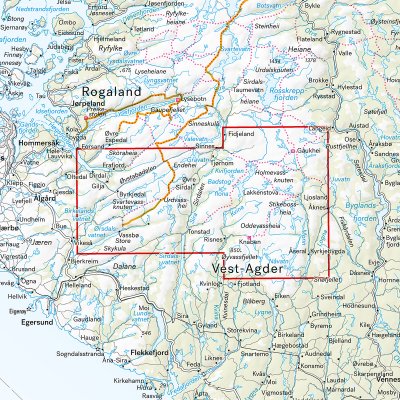 Turkart Bjerkreimsheiene & Setesdal Vesthei sør 1:50 000