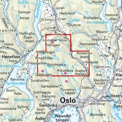 Løypekart Nordmarka nord 1:20 000