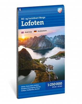 Bil- og turistkart Lofoten 1:250 000