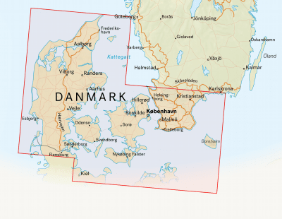 Bil- og turistkort Danmark 1:350 000