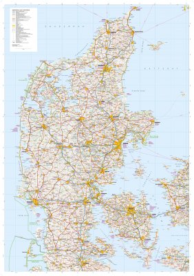 Bil- og turistkort Danmark 1:350 000